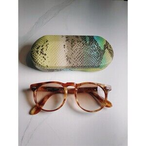 Hakim Optical Tinted Glasses Unisex Modern Light Tan Tortoise Shell Eyeglasses